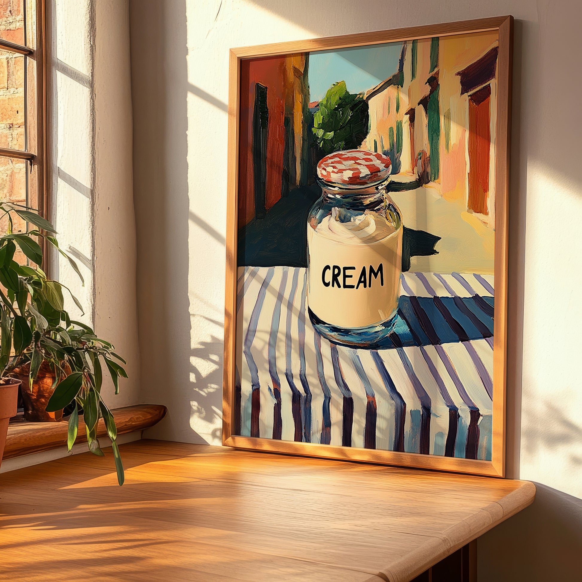 Cream – Italian Urban Café Scene, Dairy Still Life, clean layout with no caption