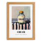 Cream – on Striped Tablecloth, Dairy Print, set in oak frame