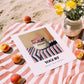 Yogurt – on Striped Tablecloth, Dairy Illustration, unframed on coastal sand