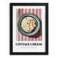 Cottage – on Striped Tablecloth, Cheese Wall Decor, in sleek black frame