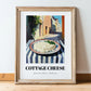 Cottage – Italian Café on the Corner, Cheese Poster, in wooden frame leaning on the floor