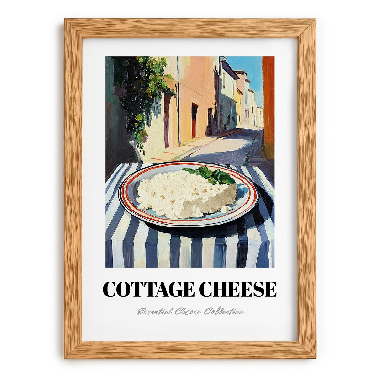 Cottage – Italian Café on the Corner, Cheese Poster, set in oak frame