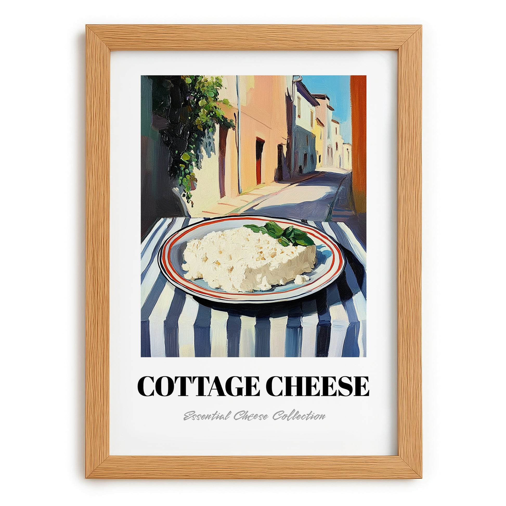 Cottage – Italian Café on the Corner, Cheese Poster, set in oak frame