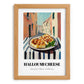 Halloumi – Italian Street Café Scene, Cheese Painting, set in oak frame