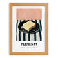 Parmesan – on Striped Tablecloth, Cheese Art, set in oak frame