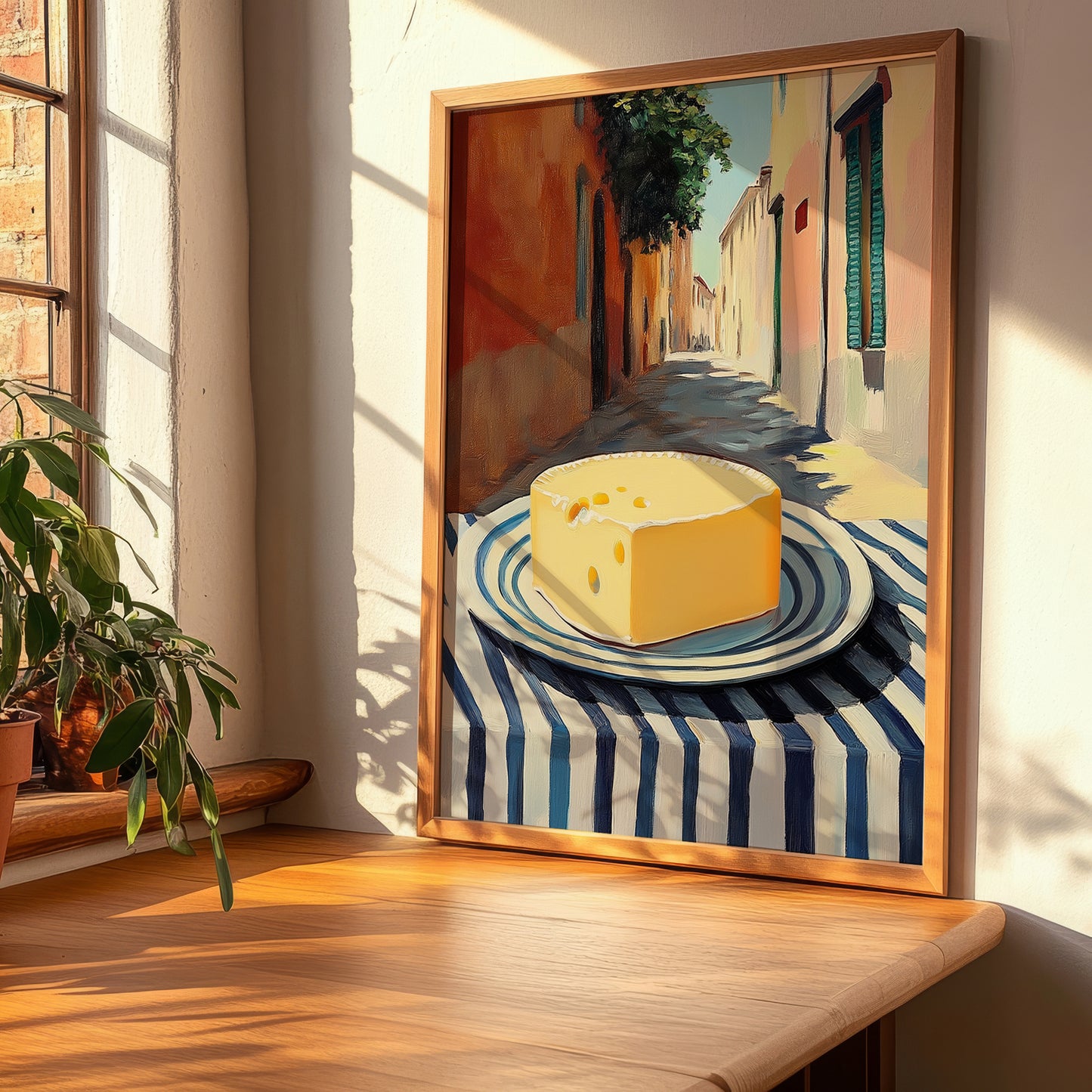Gouda – Italian Outdoor Café Scene, Cheese Wall Painting, clean layout with no caption