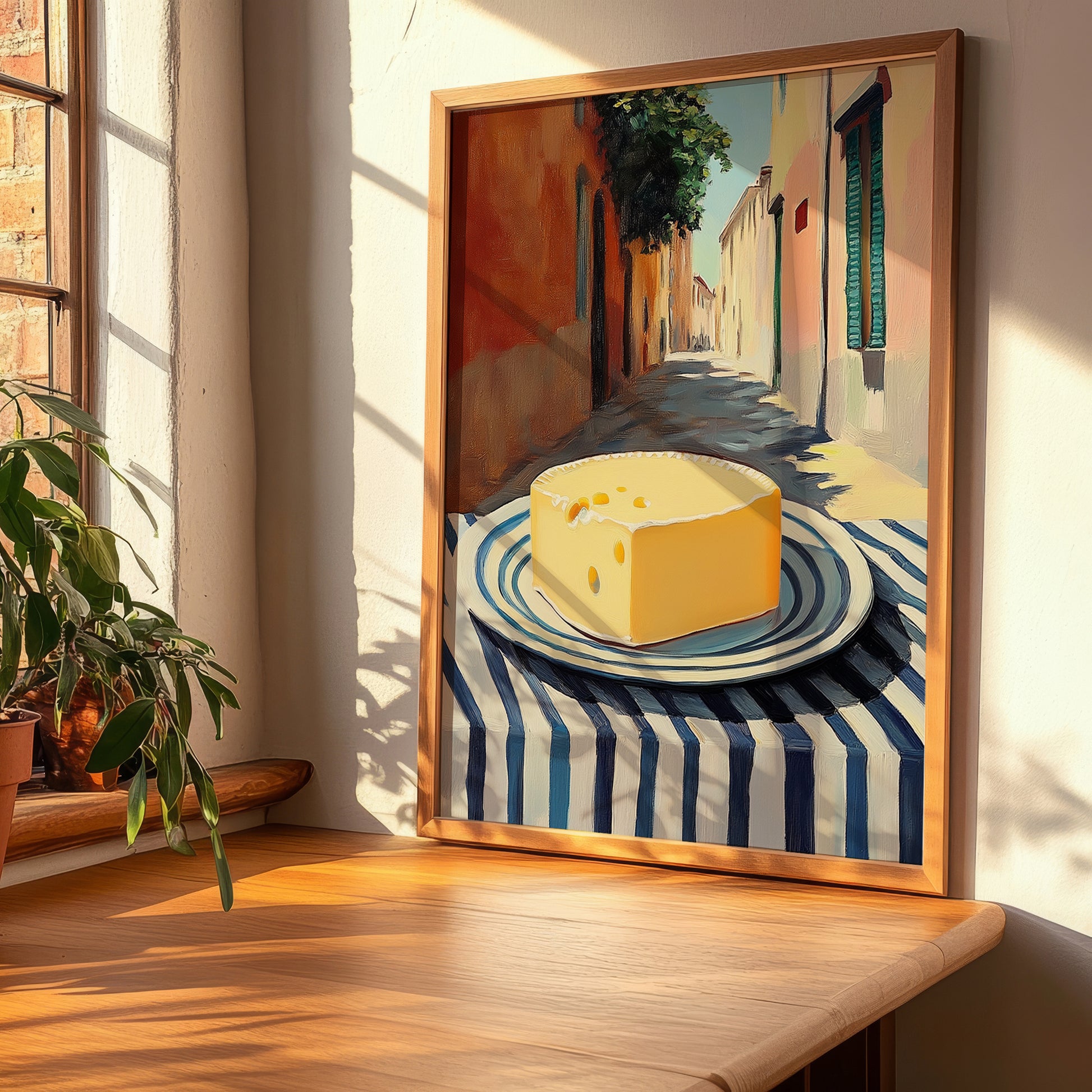 Gouda – Italian Outdoor Café Scene, Cheese Wall Painting, clean layout with no caption