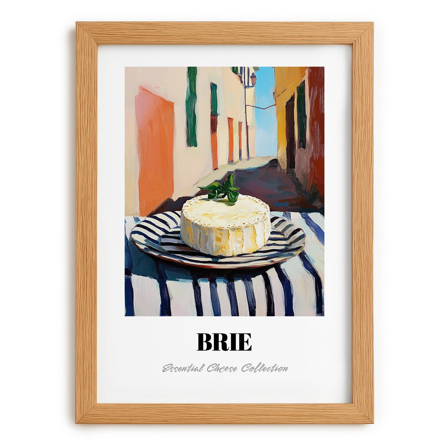Brie – Italian Outdoor Café Scene, Cheese Poster, set in oak frame