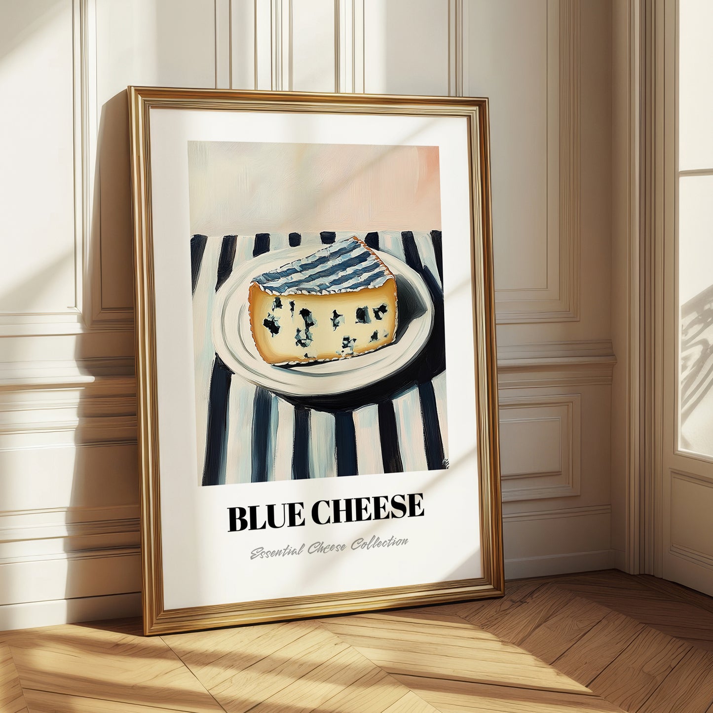 Blue – on Striped Tablecloth, Cheese Poster