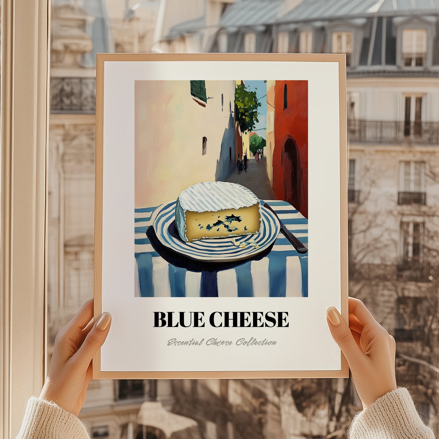 Blue – Italian Café on the Corner, Cheese Wall Decor, styled in a charming Paris street view
