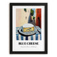 Blue – Italian Café on the Corner, Cheese Wall Decor, in sleek black frame