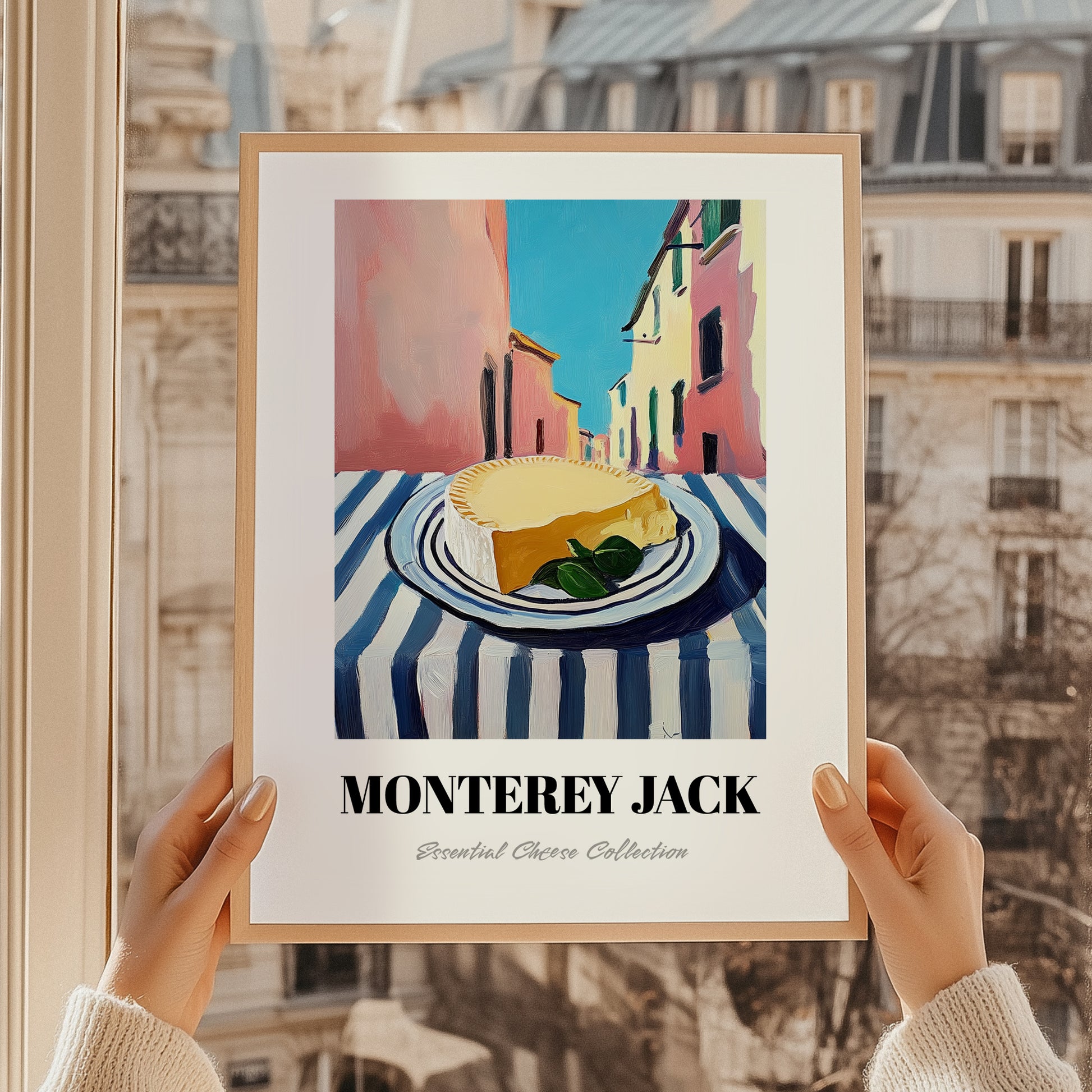 Monterey Jack – Italian Street Café Scene, Cheese Wall Decor, styled in a charming Paris street view