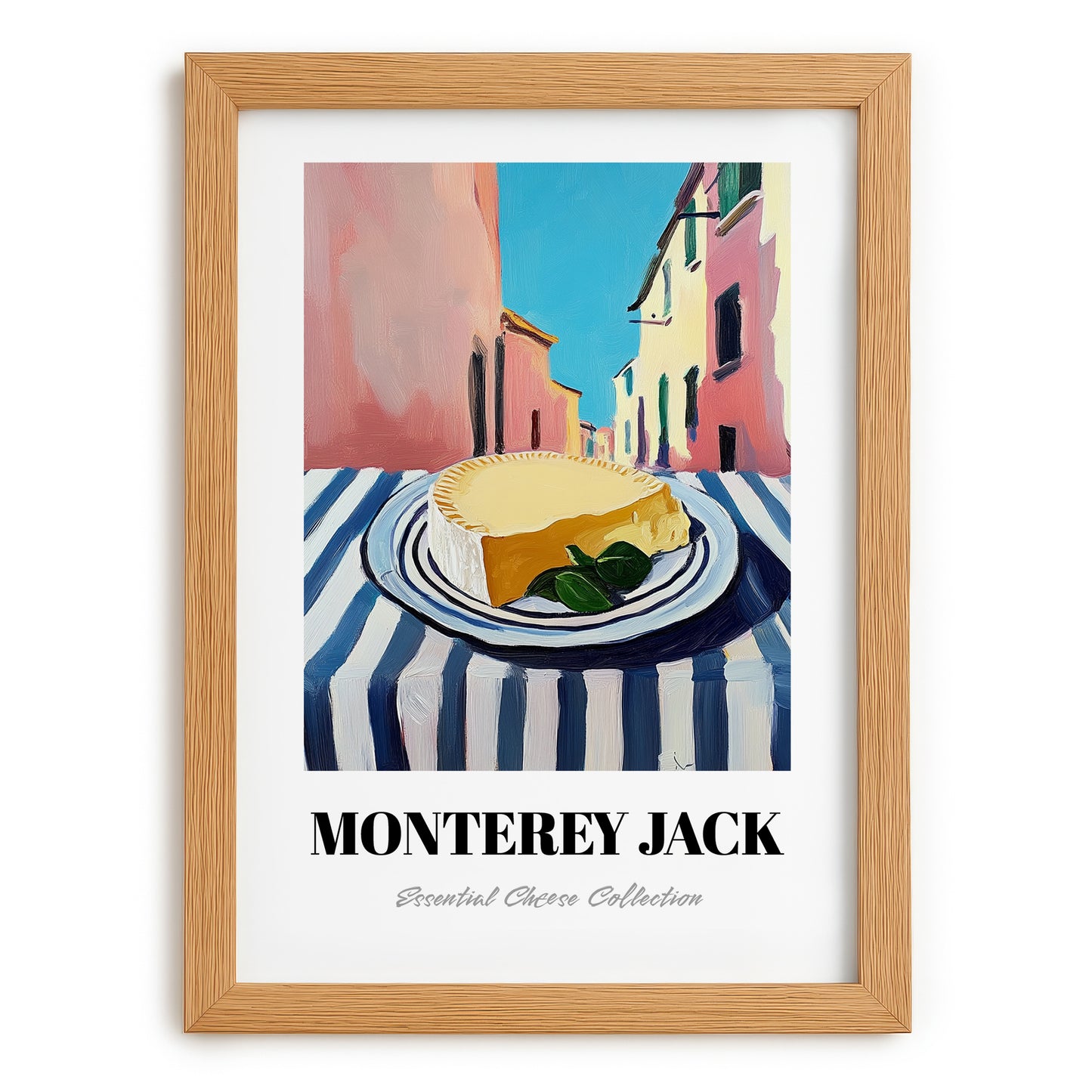 Monterey Jack – Italian Street Café Scene, Cheese Wall Decor, set in oak frame
