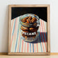 Pecans – on Striped Tablecloth, Nuts Still Life, no-text version framed in wood