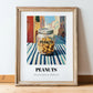 Peanuts – Italian Café on the Corner, Nuts Illustration, in wooden frame leaning on the floor