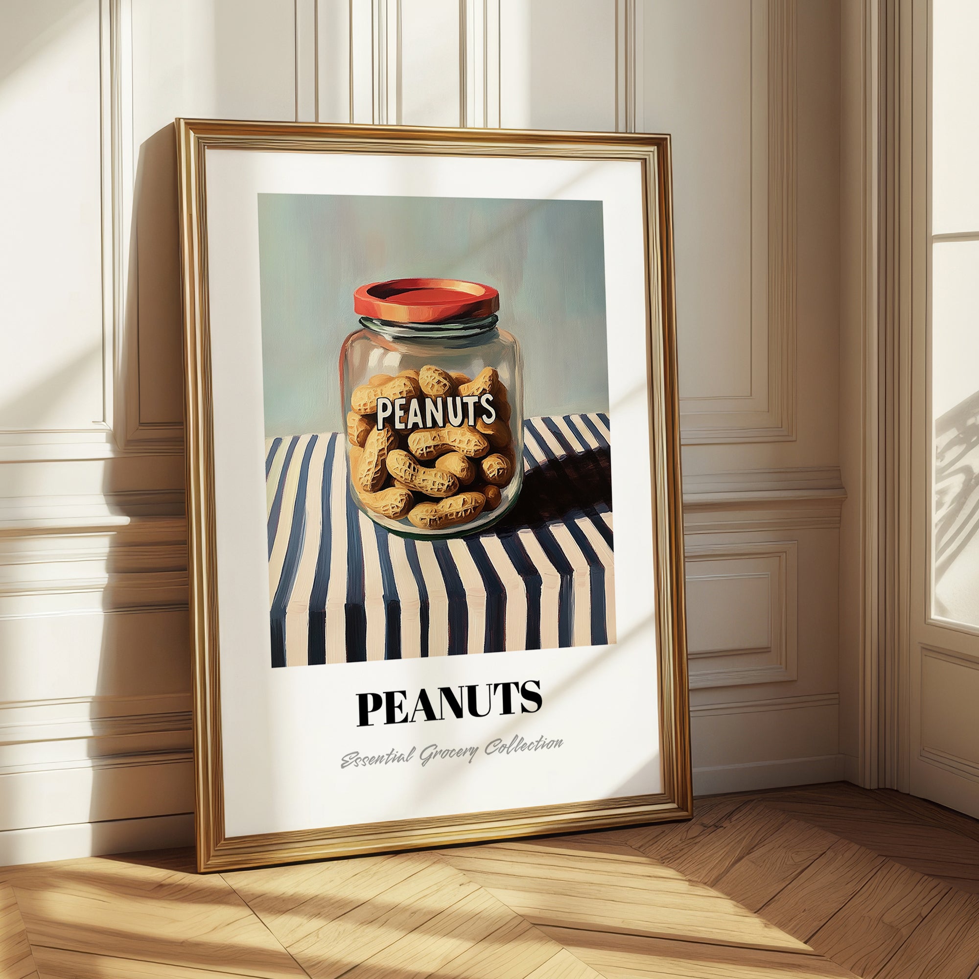 Peanuts – on Striped Tablecloth, Nuts Illustration