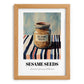 Sesame Seeds – on Striped Tablecloth, Nuts Poster, set in oak frame
