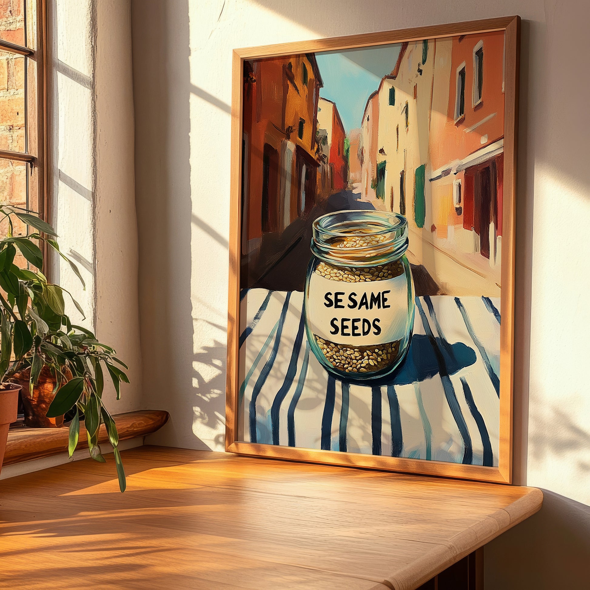 Sesame Seeds – Italian Café on the Corner, Nuts Wall Art, clean layout with no caption