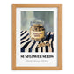 Sunflower Seeds – on Striped Tablecloth, Nuts Illustration, set in oak frame
