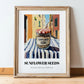 Sunflower Seeds – Italian Café on the Corner, Nuts Illustration, in wooden frame leaning on the floor