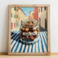 Hazelnuts – Italian Café on the Corner, Nuts Print, no-text version framed in wood