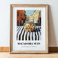 Macadamia – Italian Outdoor Café Scene, Nuts Wall Art, in wooden frame leaning on the floor