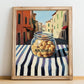 Macadamia – Italian Outdoor Café Scene, Nuts Wall Art, no-text version framed in wood