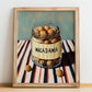 Macadamia – on Striped Tablecloth, Nuts Painting, no-text version framed in wood
