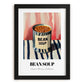 Bean Soup – on Striped Tablecloth, Canned Vegetables Wall Decor, in sleek black frame