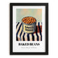 Baked Beans – on Striped Tablecloth, Canned Vegetables Illustration, in sleek black frame