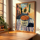 Baked Beans – Italian Outdoor Café Scene, Canned Vegetables Illustration, clean layout with no caption