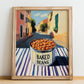 Baked Beans – Italian Outdoor Café Scene, Canned Vegetables Illustration, no-text version framed in wood