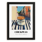 Chickpeas – Italian Café on the Corner, Canned Vegetables Illustration, in sleek black frame