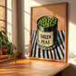 Green Peas – on Striped Tablecloth, Canned Vegetables Poster, clean layout with no caption
