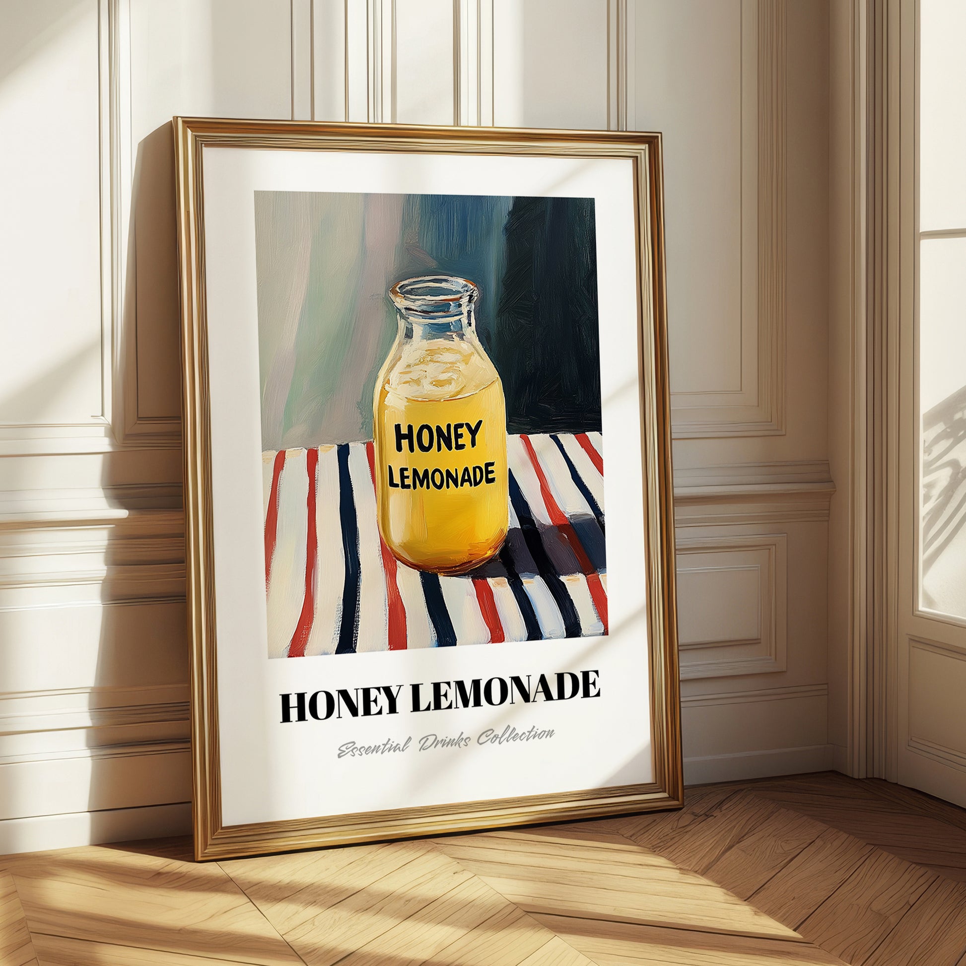 Honey Lemonade – on Striped Tablecloth, Lemonade Illustration