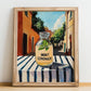Mint Lemonade – Italian Outdoor Café Scene, Lemonade Still Life, no-text version framed in wood