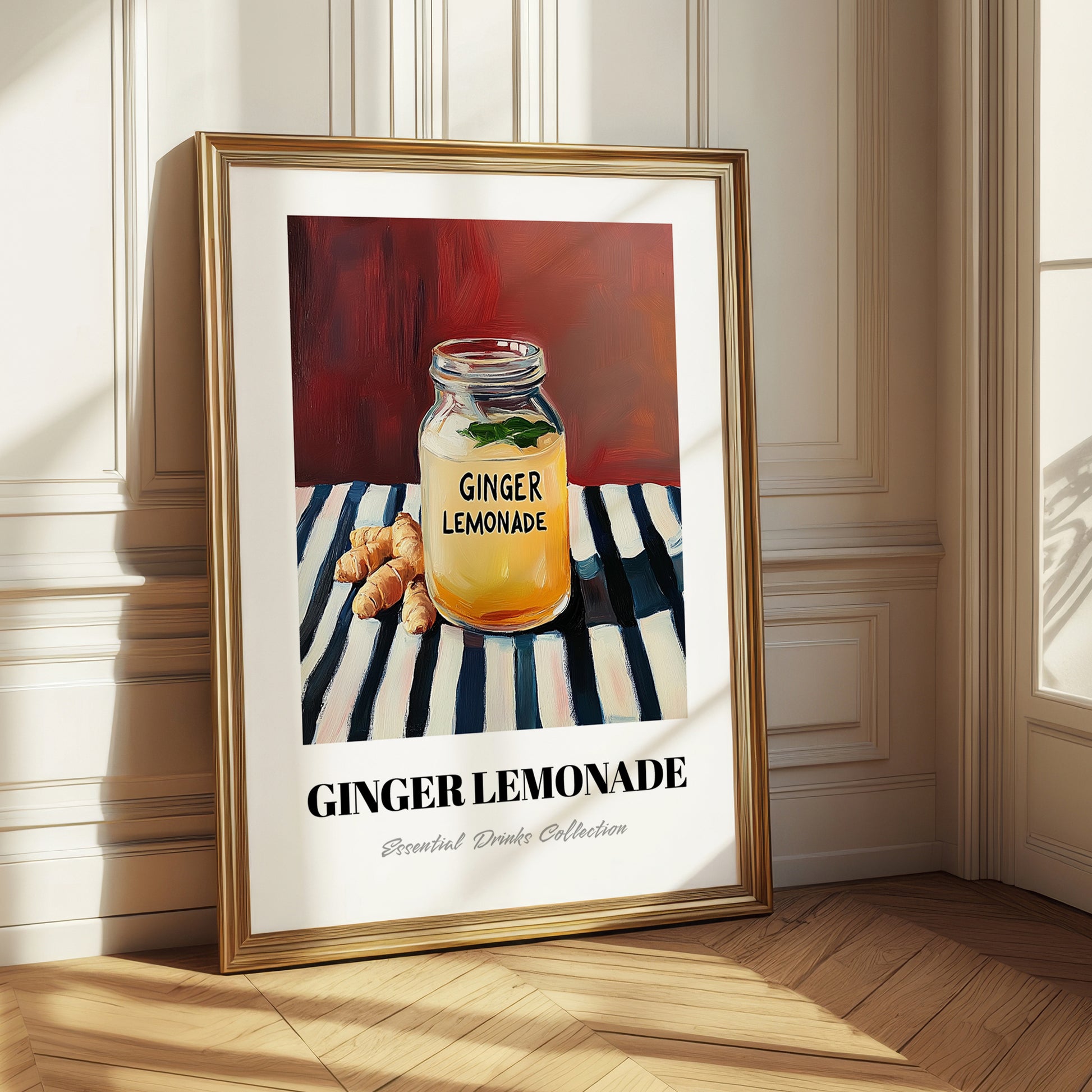 Ginger Lemonade – on Striped Tablecloth, Lemonade Wall Decor