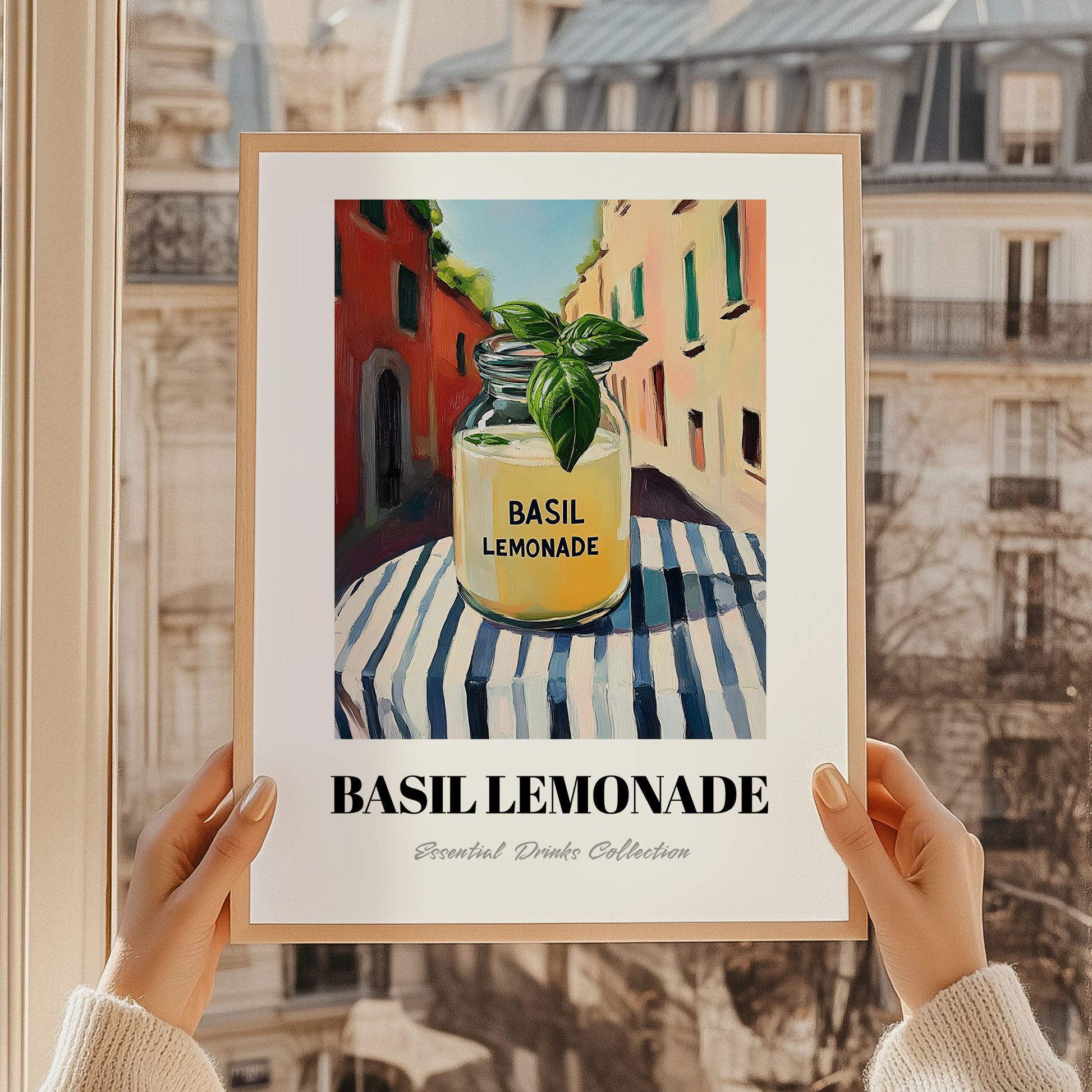 Basil Lemonade – Italian Café on the Corner, Lemonade Wall Painting, styled in a charming Paris street view
