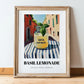 Basil Lemonade – Italian Café on the Corner, Lemonade Wall Painting, in wooden frame leaning on the floor