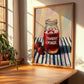 Strawberry Lemonade – on Striped Tablecloth, Lemonade Painting, clean layout with no caption