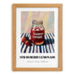 Strawberry Lemonade – on Striped Tablecloth, Lemonade Painting, set in oak frame