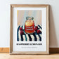 Raspberry Lemonade – on Striped Tablecloth, Lemonade Painting, in wooden frame leaning on the floor
