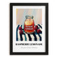Raspberry Lemonade – on Striped Tablecloth, Lemonade Painting, in sleek black frame