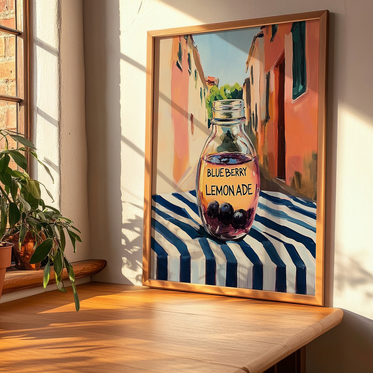 Blueberry Lemonade – Italian Outdoor Café Scene, Lemonade Wall Decor, clean layout with no caption