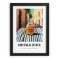 Orange Juice – Italian Urban Café Scene, Lemonade Art, in sleek black frame