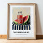 Watermelon Juice – on Striped Tablecloth, Lemonade Still Life, in wooden frame leaning on the floor