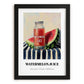 Watermelon Juice – on Striped Tablecloth, Lemonade Still Life, in sleek black frame