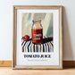 Tomato Juice – on Striped Tablecloth, Lemonade Art, in wooden frame leaning on the floor