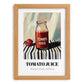 Tomato Juice – on Striped Tablecloth, Lemonade Art, set in oak frame