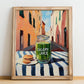 Celery Juice – Italian Urban Café Scene, Lemonade Wall Print, no-text version framed in wood